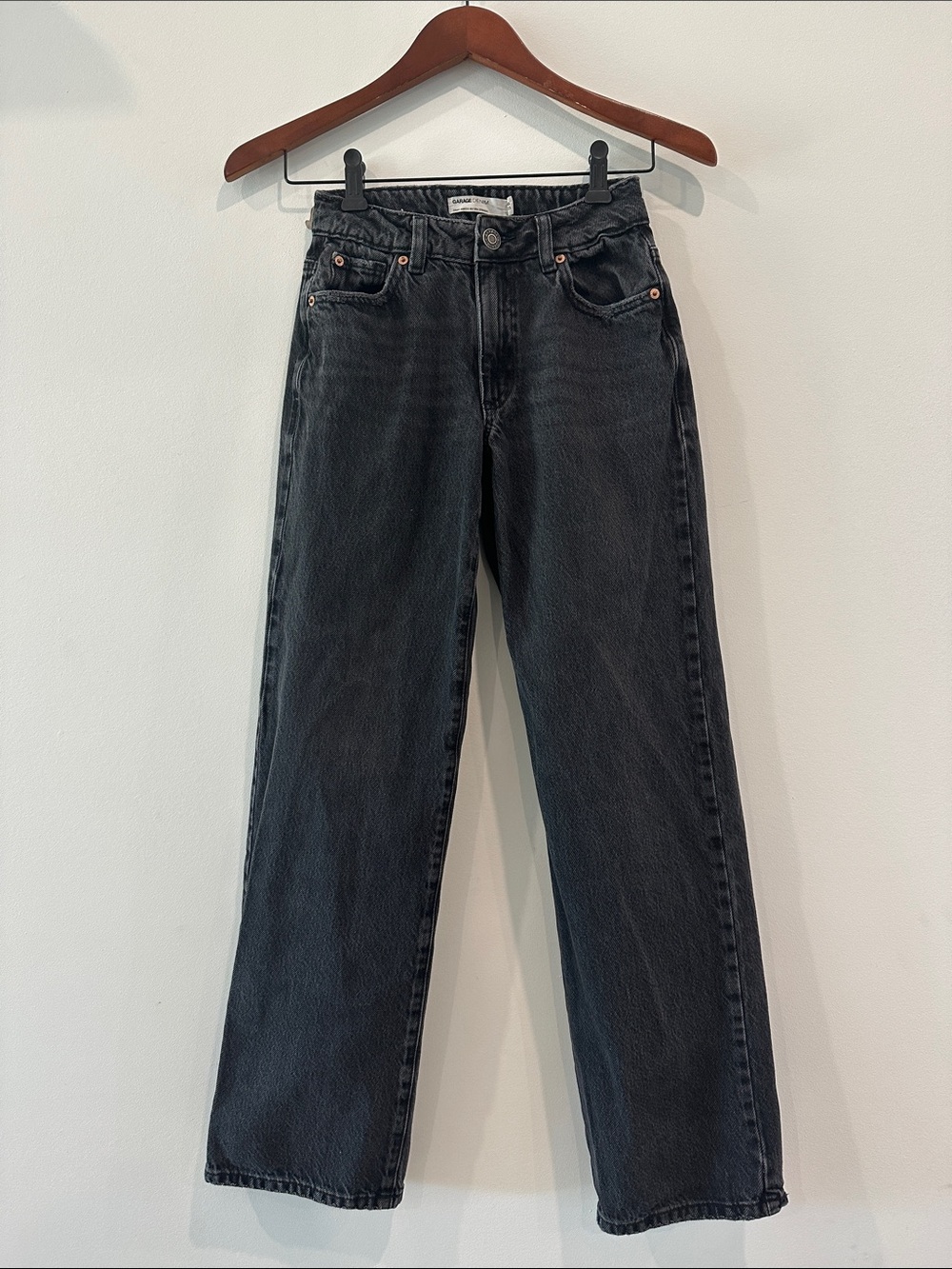 Garage Washed Black Straight-Leg Jeans